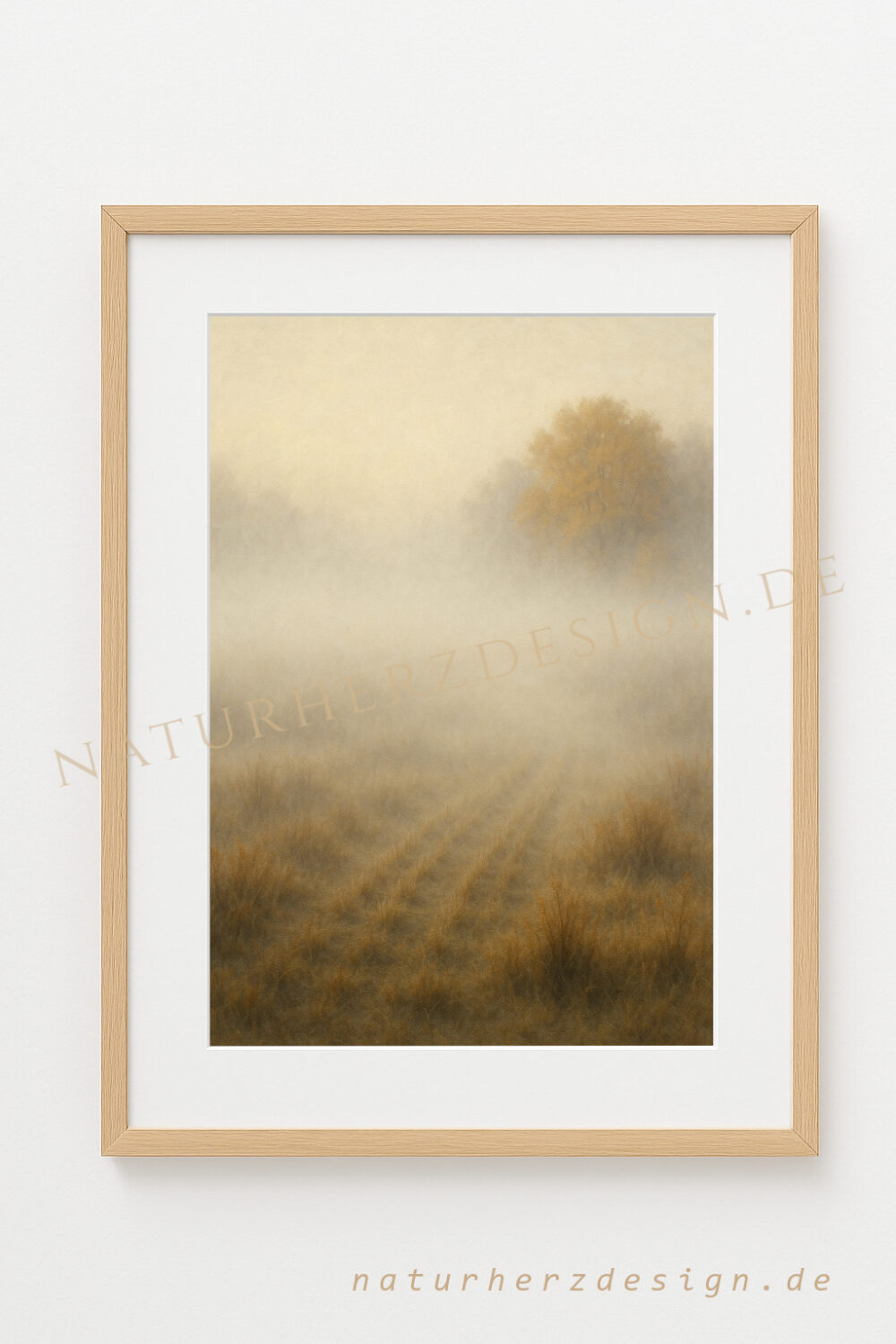 herbst_wiese_nebelweg_shop_rahmen „Stiller Herbstmorgen – Nebel über den Feldern“ - Fine-Art-Motiv A4