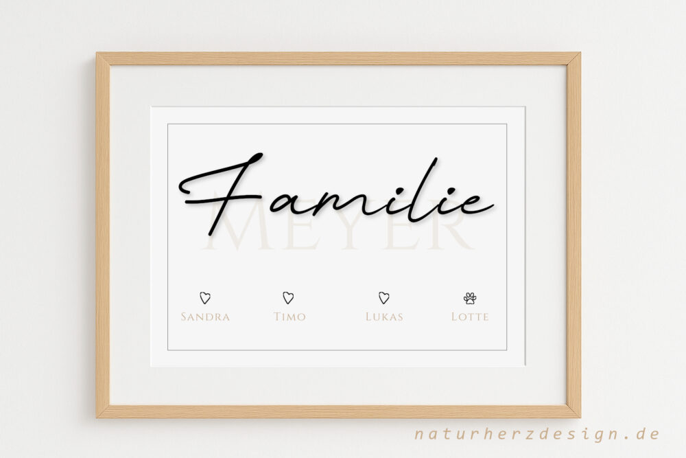 bsp-familie-nachname-sand-wand-holz Familienposter personalisiert mit Namen – Fine Art Familienbild mit Nachname