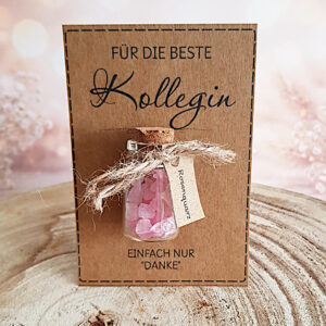 Geschenk Kollegin mit Rosenquarz kleines Dankeschön