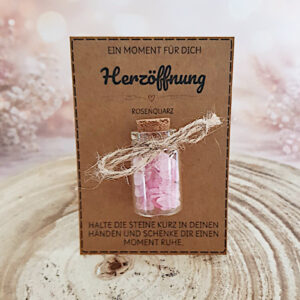 Herzöffnung Geschenk mit Rosenquarz
