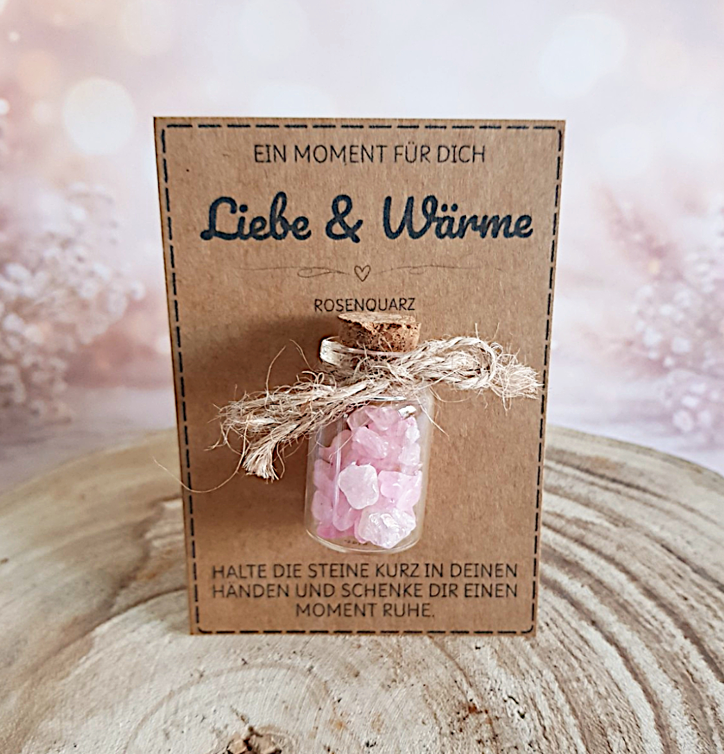 Liebe Wärme Geschenk mit Rosenquarz
