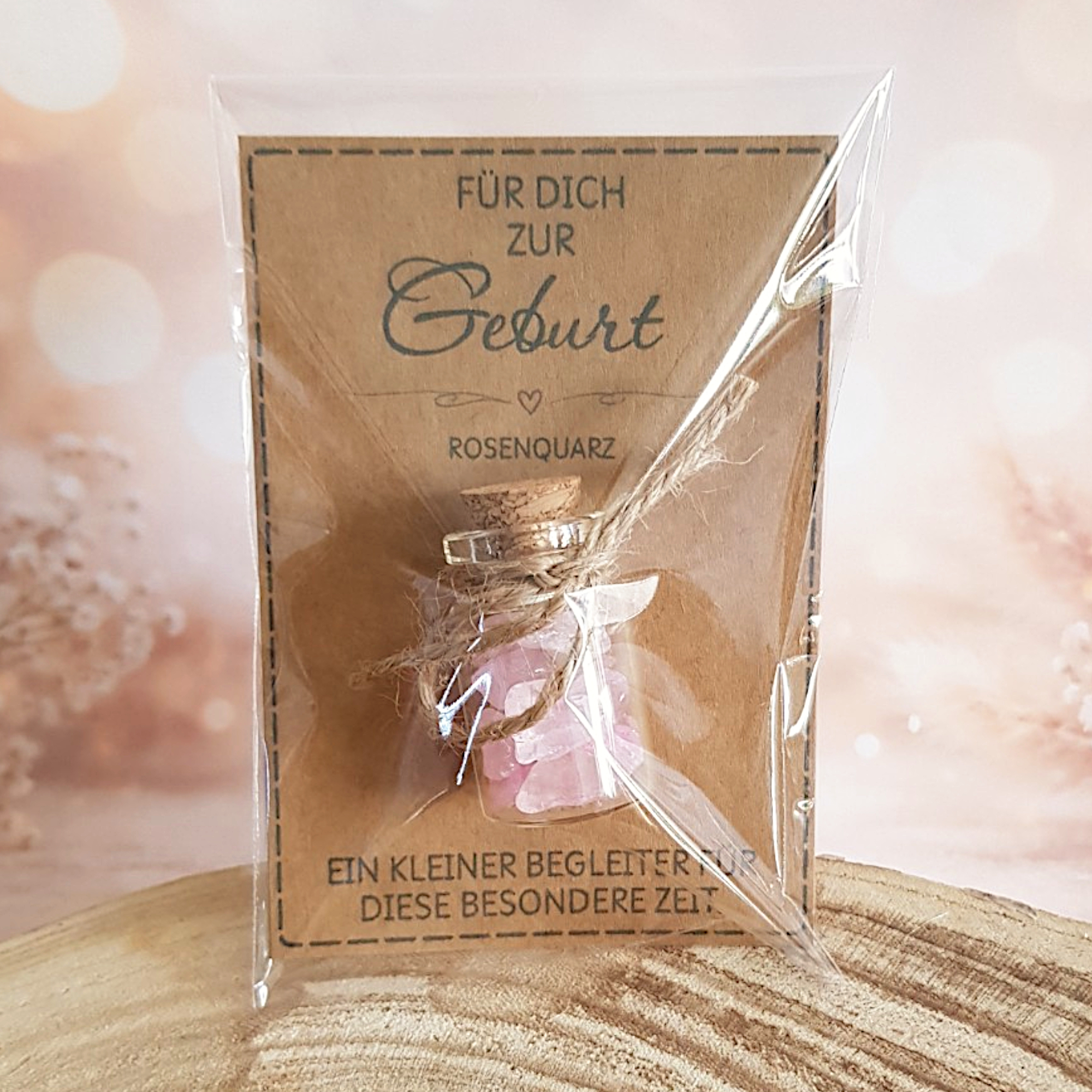 Geschenk zur Geburt mit Rosenquarz | Kleine Aufmerksamkeit – Bild 6