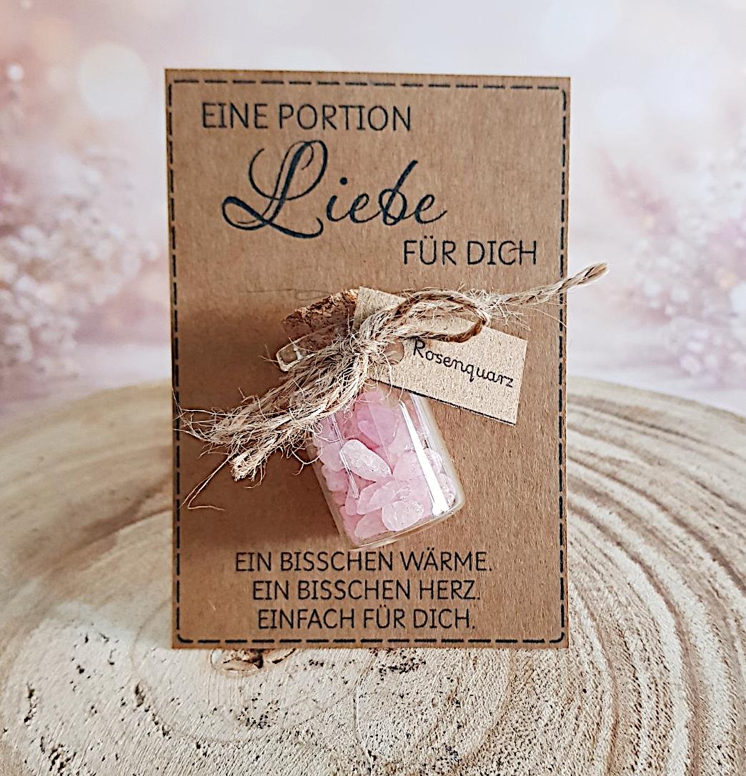 Eine Portion Liebe Geschenk mit Rosenquarz | Kleine Aufmerksamkeit – Bild 4