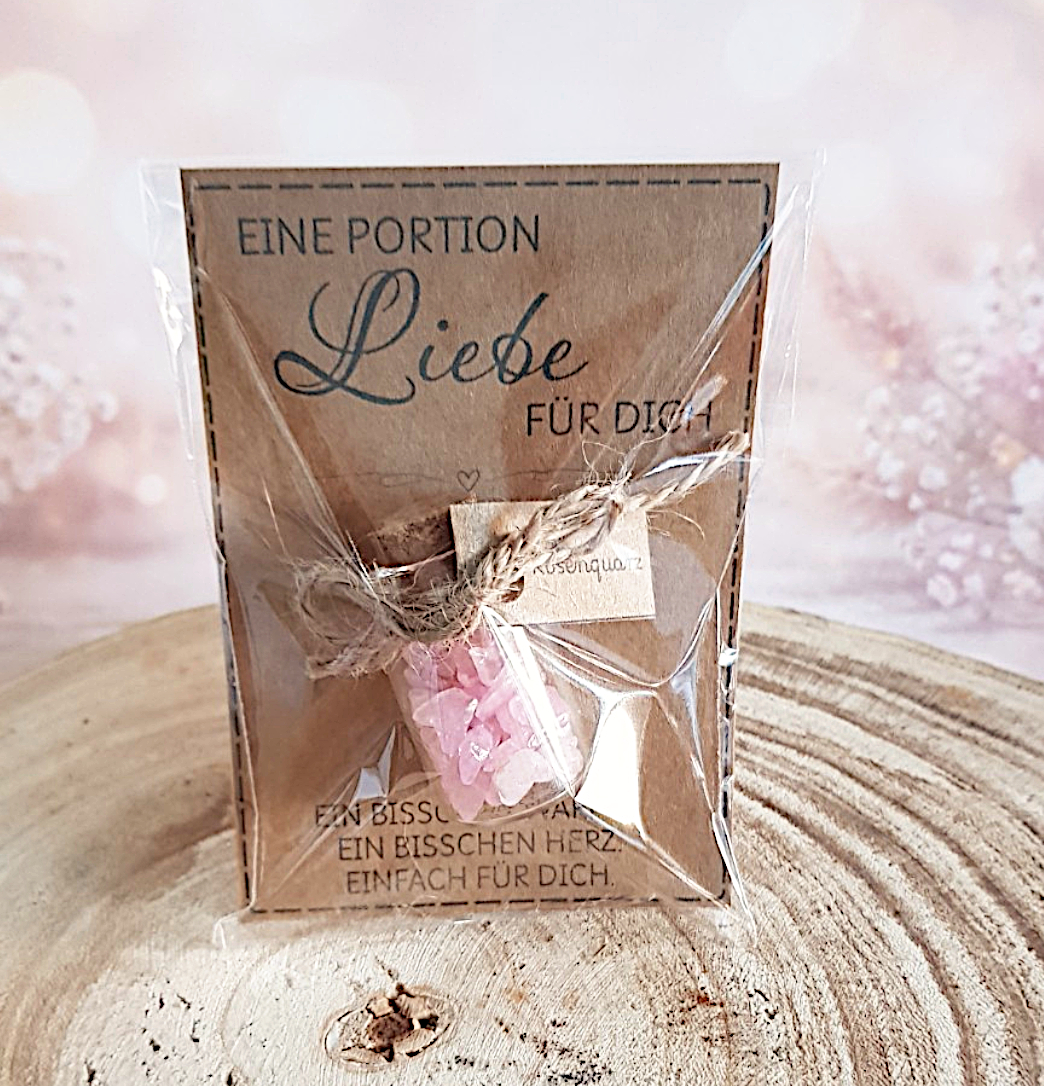 Eine Portion Liebe Geschenk mit Rosenquarz | Kleine Aufmerksamkeit – Bild 7