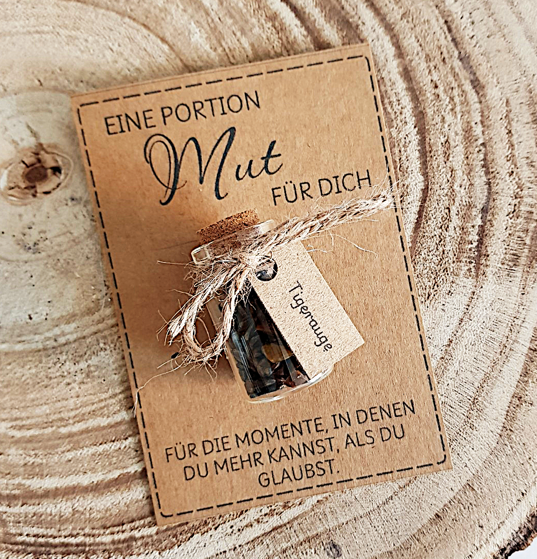 Eine Portion Mut Geschenk mit Tigerauge | Mutmacher Geschenk – Bild 4