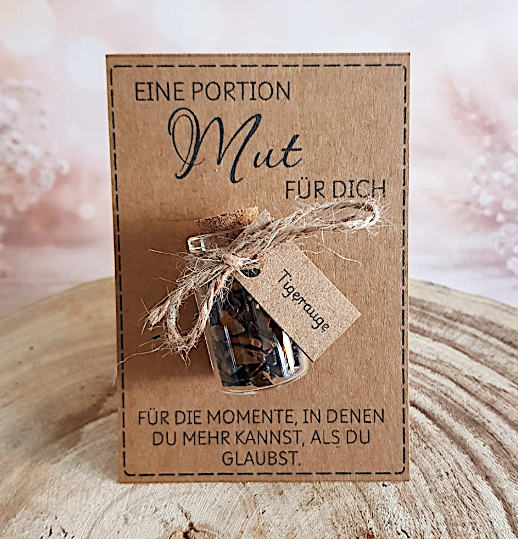 Eine Portion Mut Geschenk mit Tigerauge | Mutmacher Geschenk – Bild 3