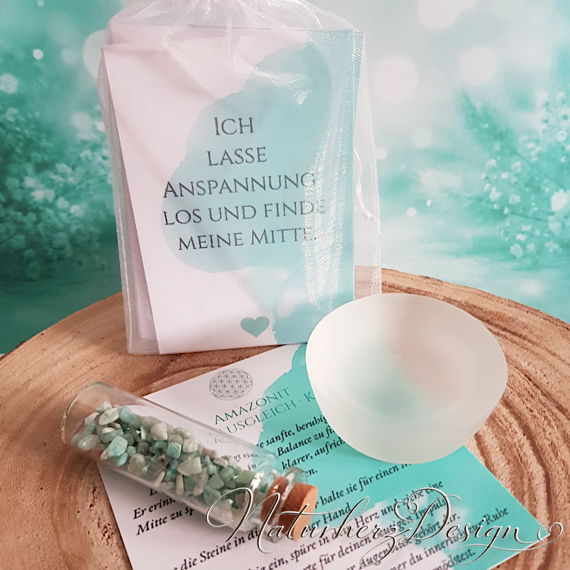 Amazonit Self-Care Set – Achtsamkeits-Geschenk mit Edelstein – Bild 4