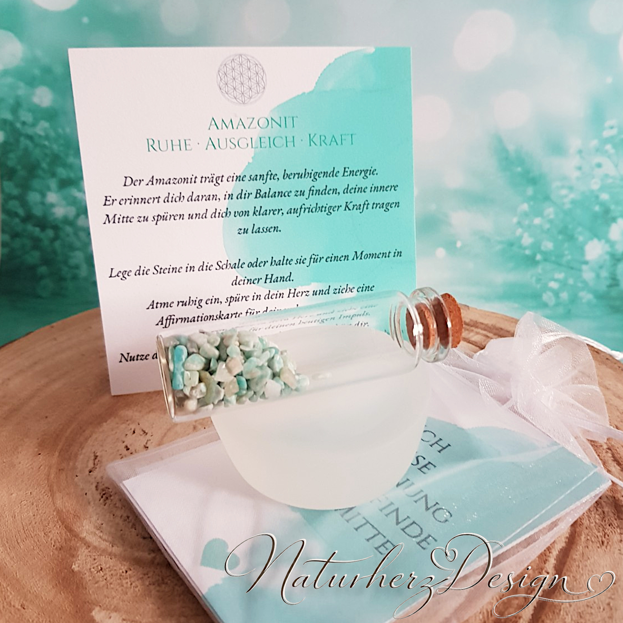 Amazonit Self-Care Set – Achtsamkeits-Geschenk mit Edelstein – Bild 6