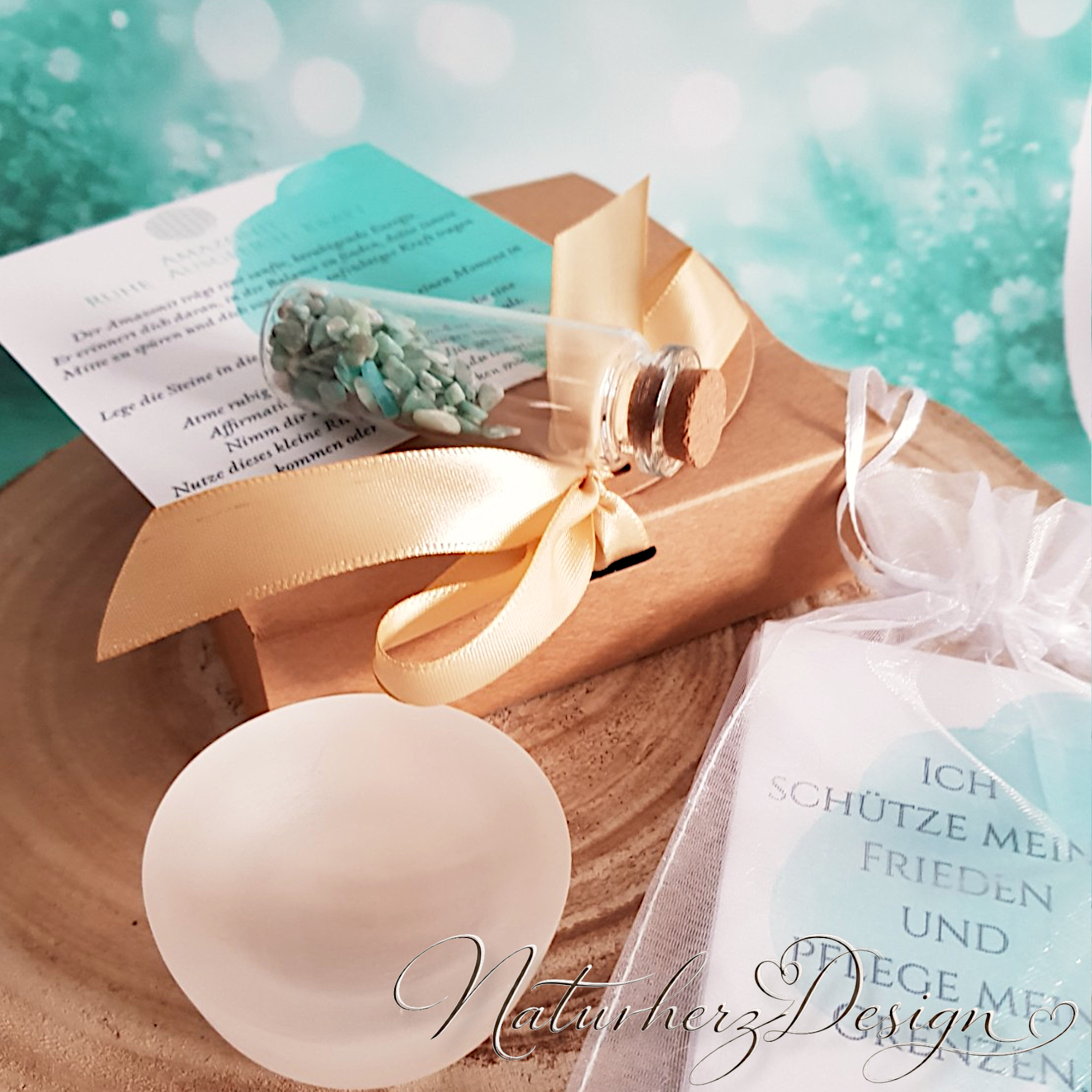 Amazonit Self-Care Set – Achtsamkeits-Geschenk mit Edelstein – Bild 5