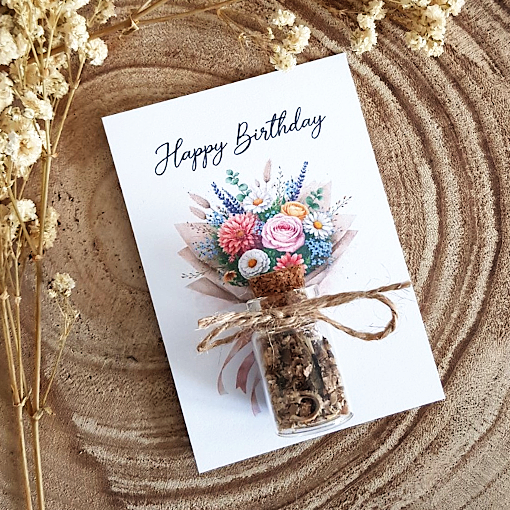 Happy Birthday Karte mit Blumensamen – kleines Geburtstagsgeschenk – Bild 3