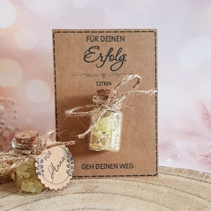 Erfolg Geschenk Glücksbringer mit Citrin personalisiert