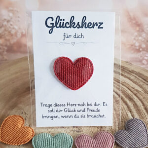Glücksherz mit Karte und Spruch - Taschenherz