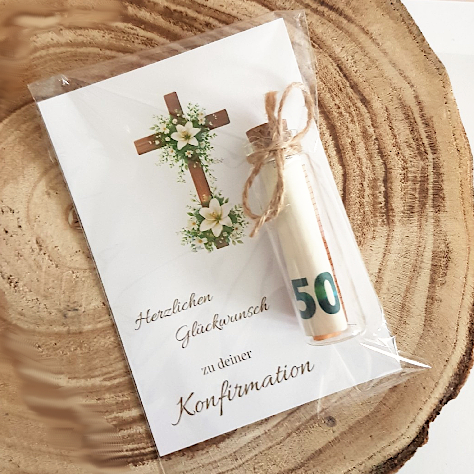 Geldgeschenk zur Konfirmation – Karte mit Glasröhrchen – Bild 5