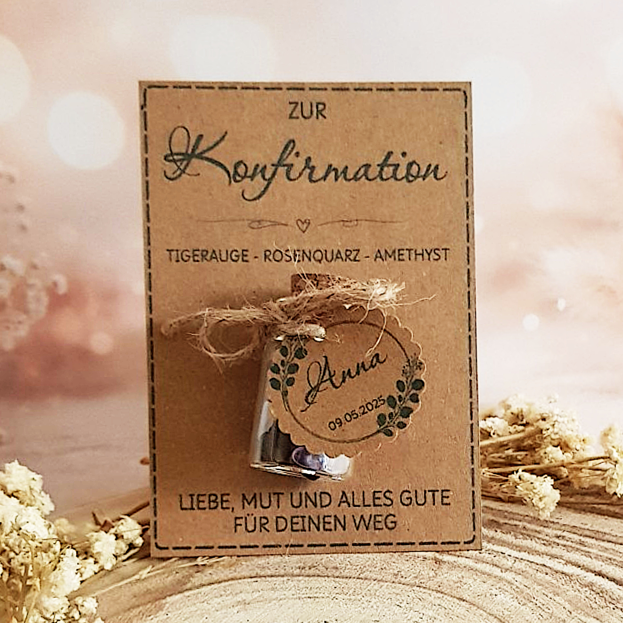 Konfirmation Geschenk mit Edelsteinen | Personalisiert mit Name – Bild 3