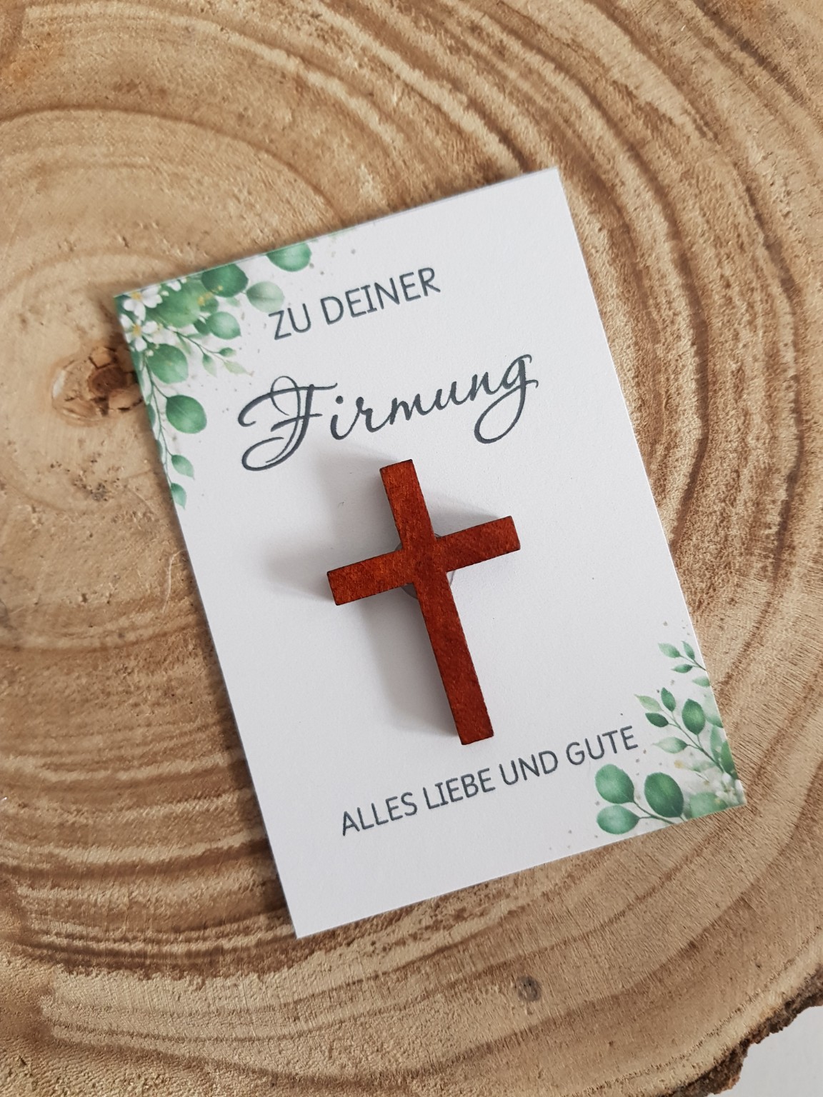 Kreuz mit Karte – kleines Geschenk zur Kommunion, Konfirmation oder Firmung – Bild 5