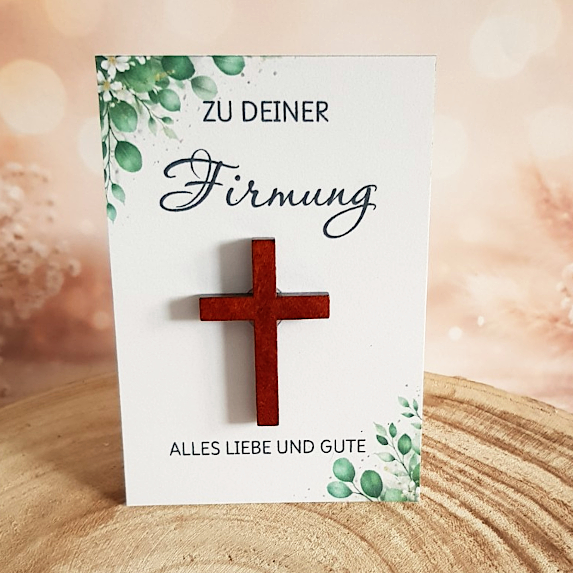 Kreuz mit Karte – kleines Geschenk zur Kommunion, Konfirmation oder Firmung – Bild 2