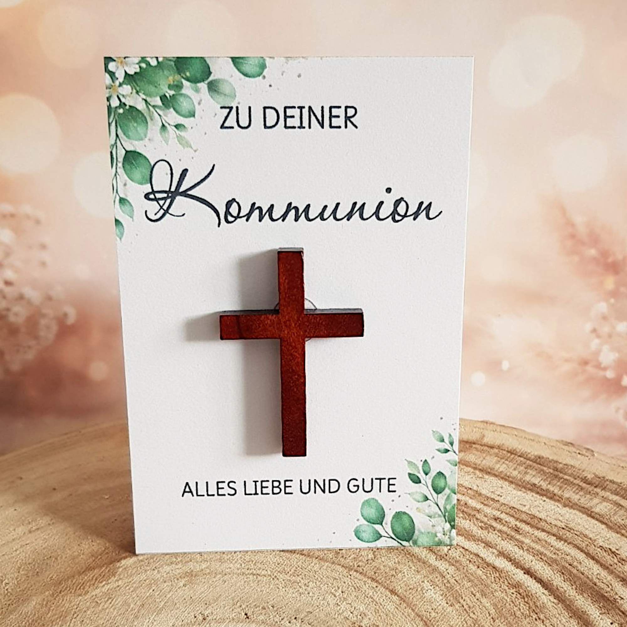 Kreuz mit Karte – kleines Geschenk zur Kommunion, Konfirmation oder Firmung – Bild 3