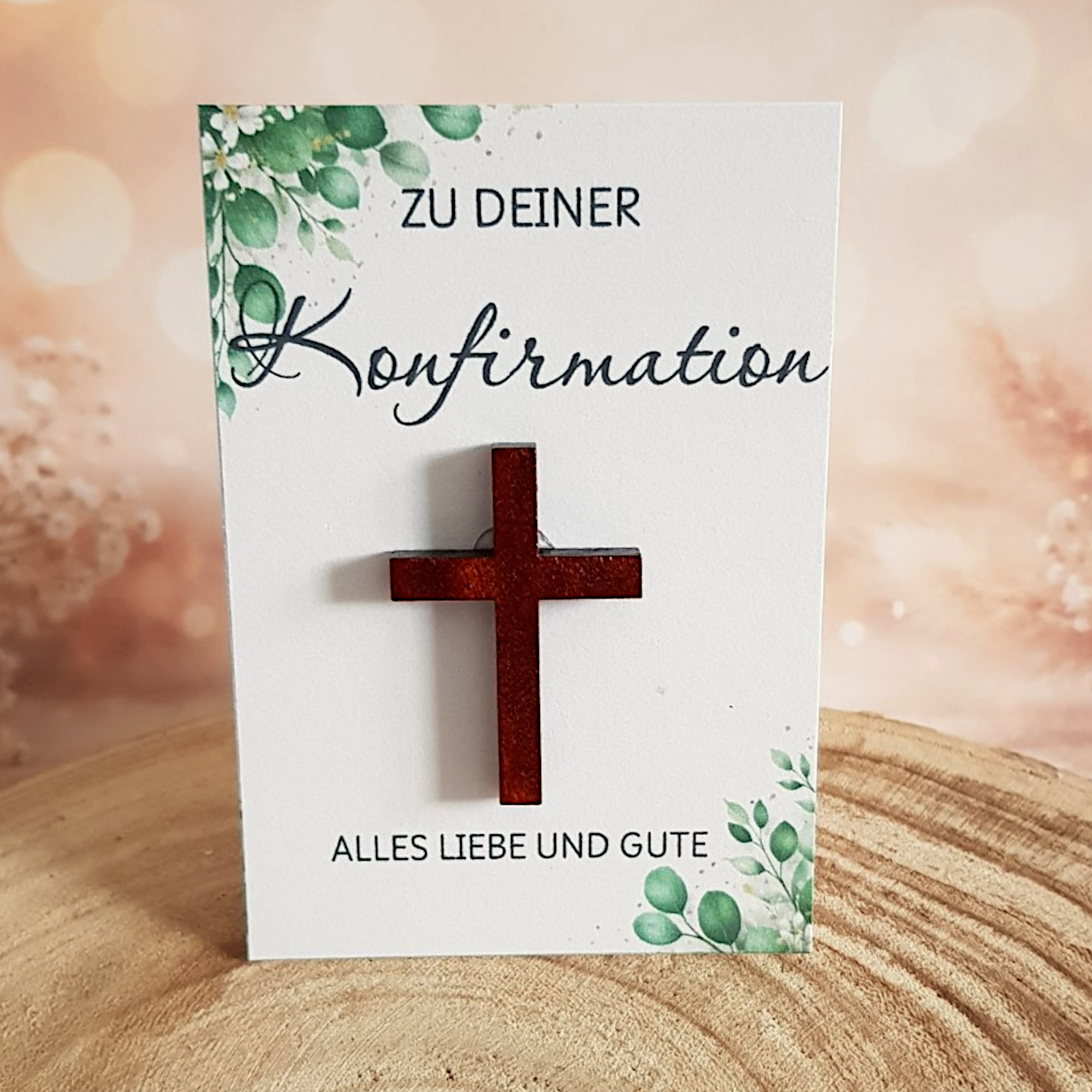 Kreuz mit Karte – kleines Geschenk zur Kommunion, Konfirmation oder Firmung – Bild 4