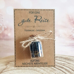 Gute Reise Geschenk mit Tigerauge und Obsidian