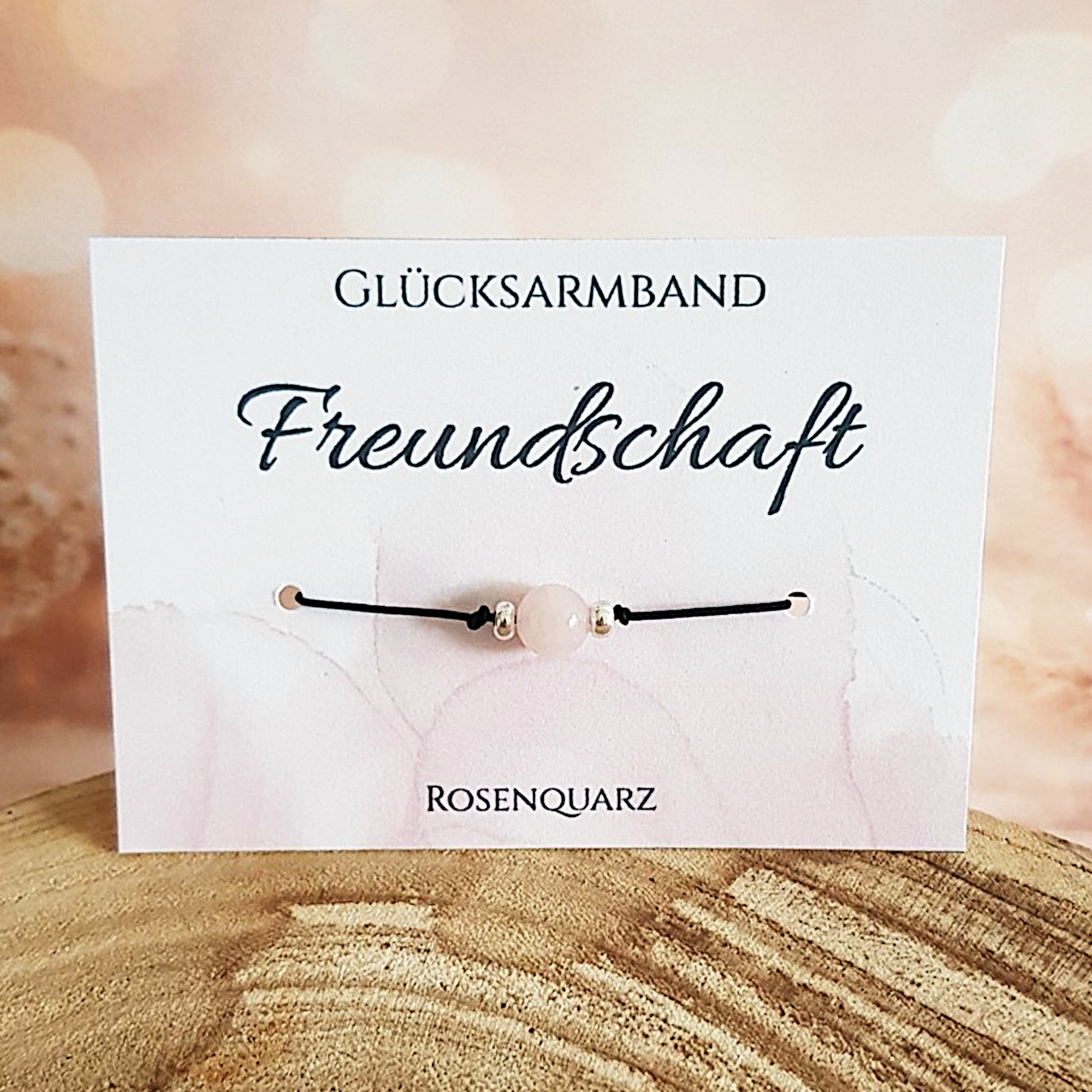 Rosenquarz Armband „Freundschaft“ – Geschenk mit Karte – Bild 2