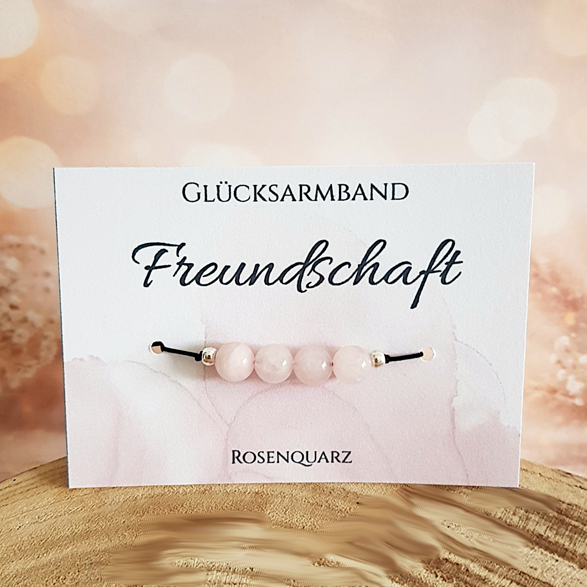 Rosenquarz Armband „Freundschaft“ – Geschenk mit Karte – Bild 3