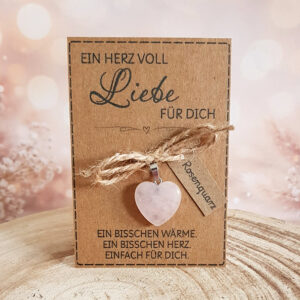 Rosenquarz Herz mit Karte
