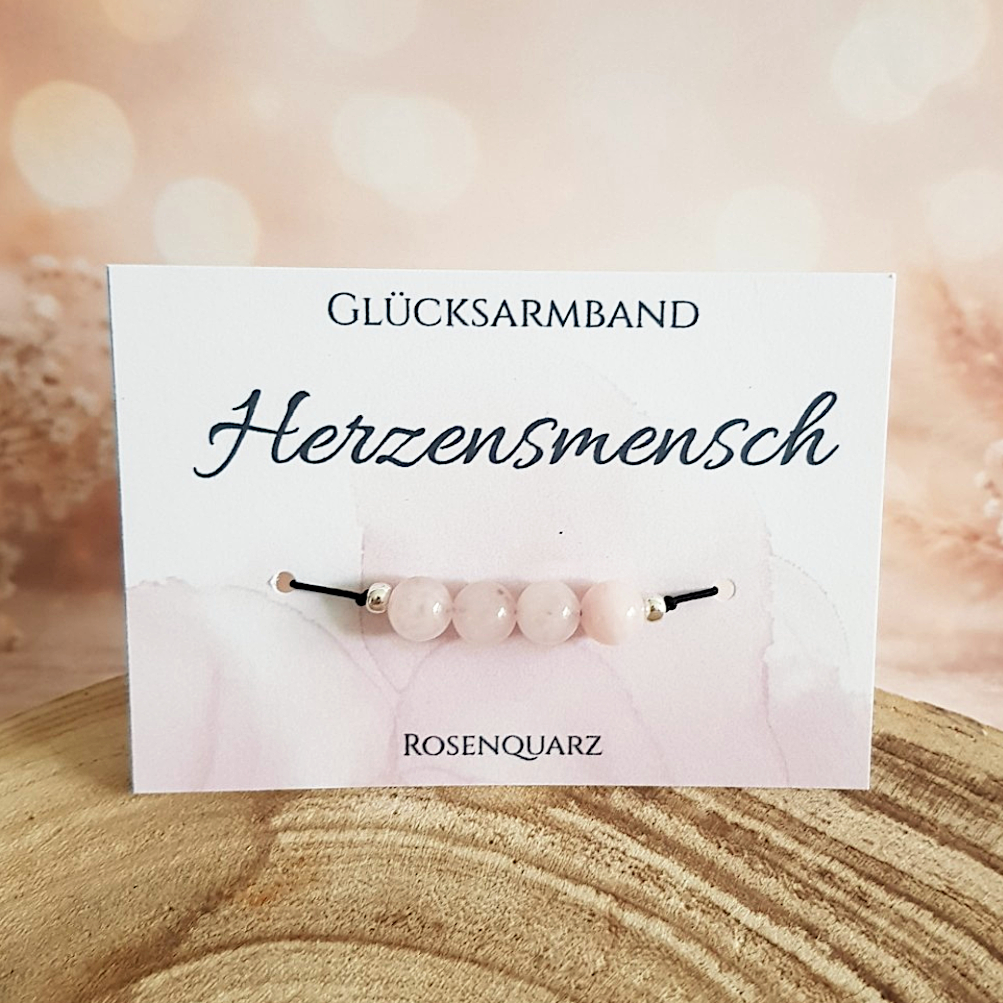 Rosenquarz Armband „Herzensmensch“ – Geschenk mit Karte – Bild 4
