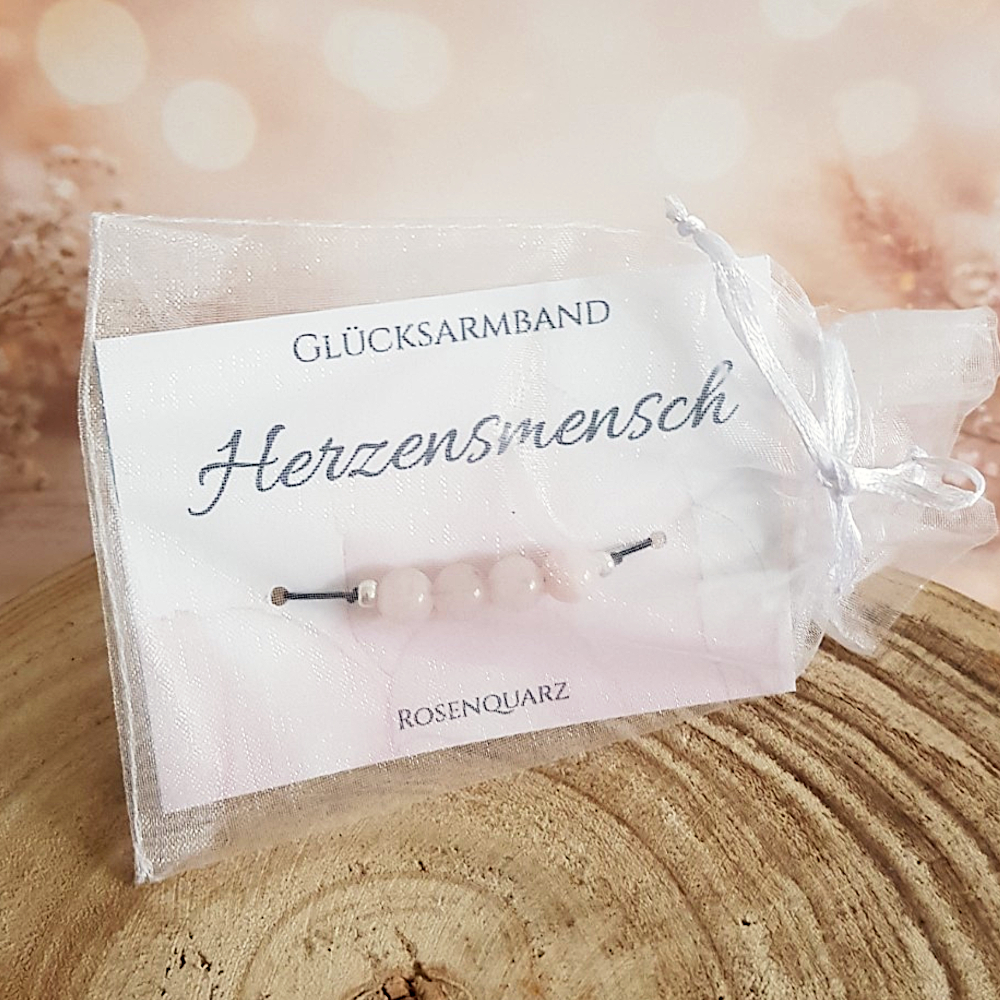 Rosenquarz Armband „Herzensmensch“ – Geschenk mit Karte – Bild 5