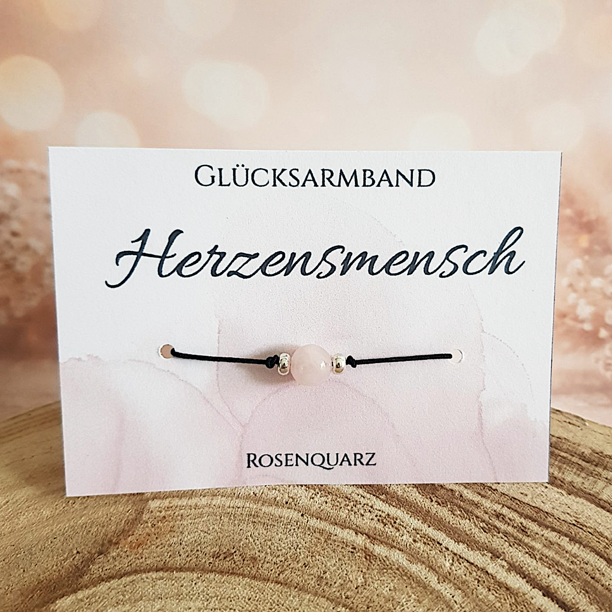 Rosenquarz Armband „Herzensmensch“ – Geschenk mit Karte – Bild 2