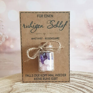 Geschenk für ruhigen Schlaf mit Amethyst und Rosenquarz