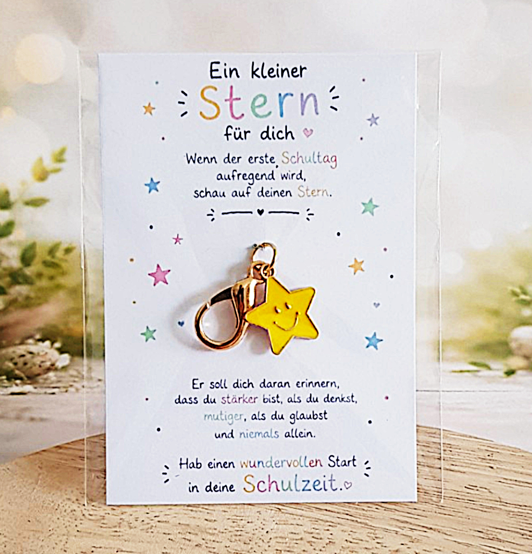 Geschenk zur Einschulung – Schlüsselanhänger Stern, Mutmacher Schulstart – Bild 2