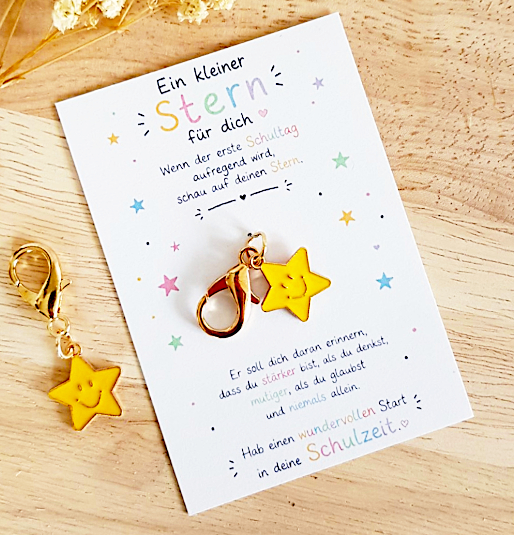 Geschenk zur Einschulung – Schlüsselanhänger Stern, Mutmacher Schulstart – Bild 3