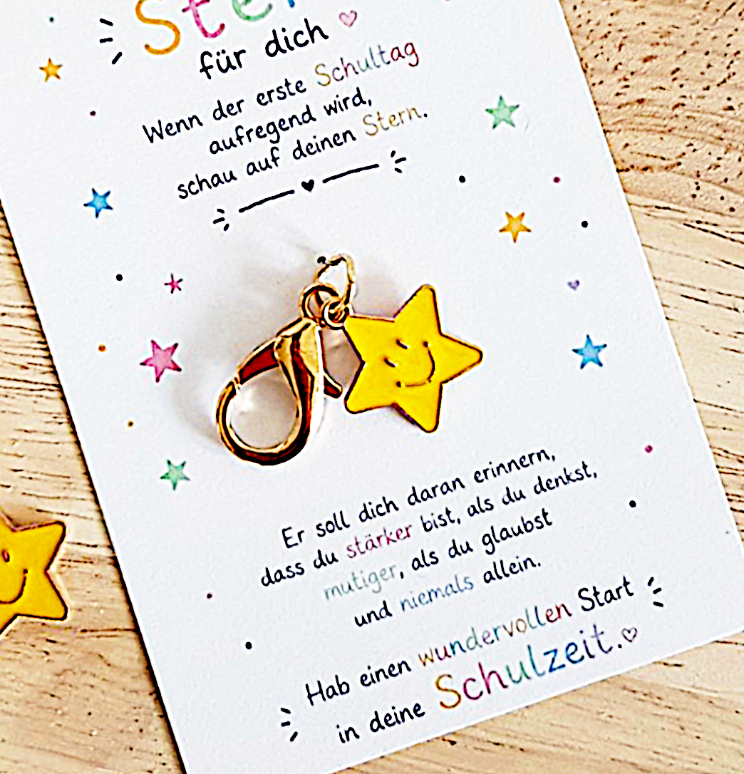 Geschenk zur Einschulung – Schlüsselanhänger Stern, Mutmacher Schulstart – Bild 4