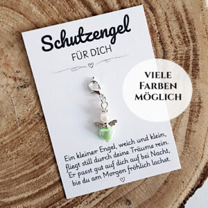 Schutzengel Schlüsselanhänger auf Karte mit kurzem Gedicht