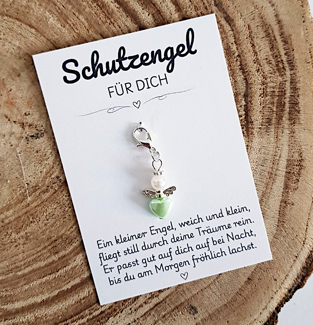 Schutzengel Anhänger mit Karte – kleiner Schlüsselanhänger Glücksbringer mit Gedicht – Bild 2