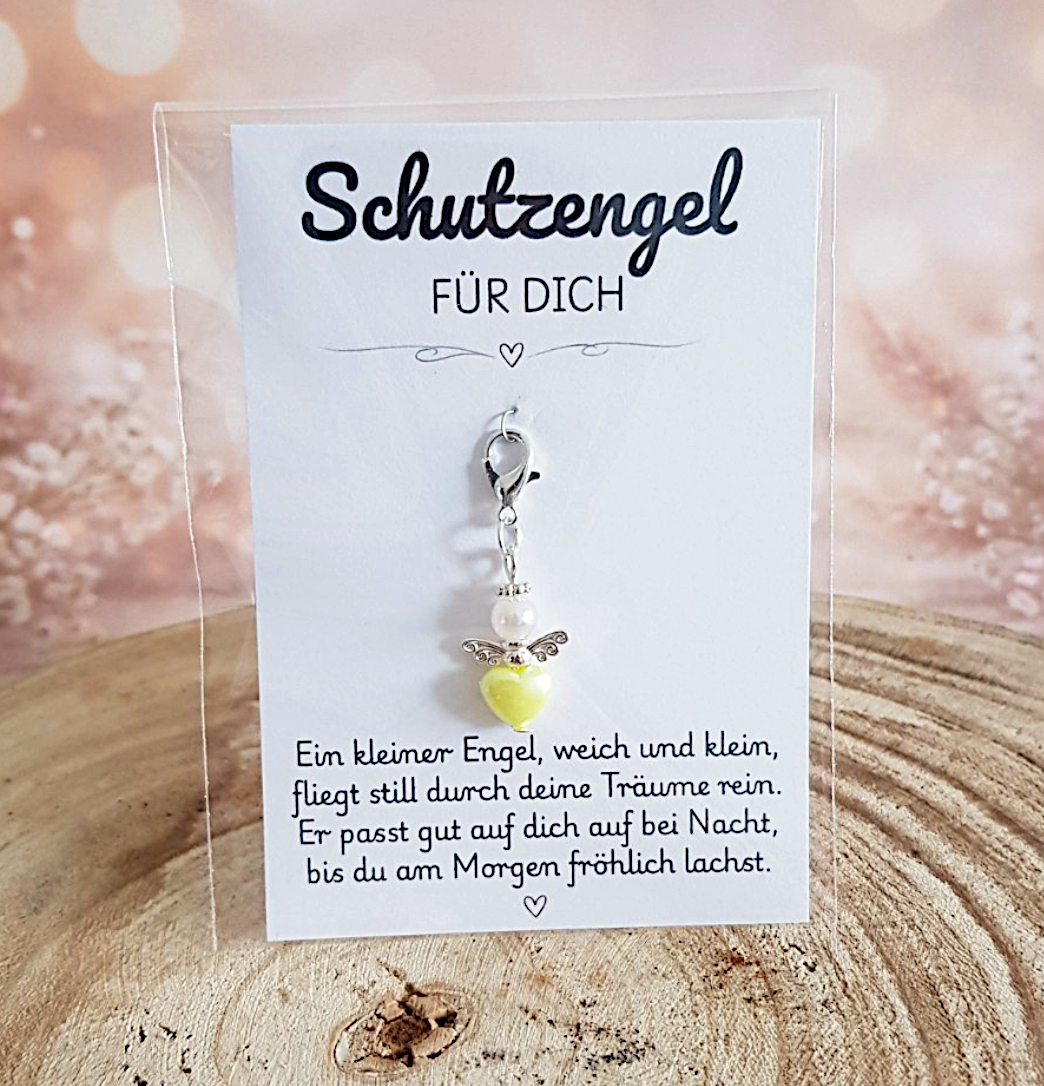 Schutzengel Anhänger mit Karte – kleiner Schlüsselanhänger Glücksbringer mit Gedicht – Bild 3