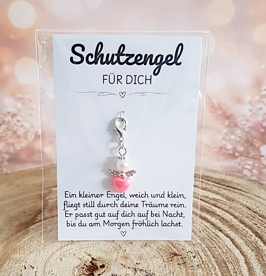Schutzengel Anhänger mit Karte – kleiner Schlüsselanhänger Glücksbringer mit Gedicht – Bild 5