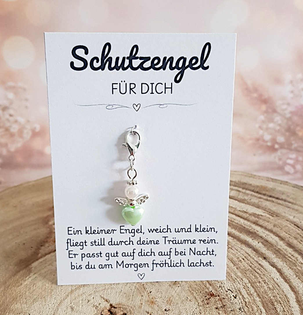Schutzengel Anhänger mit Karte – kleiner Schlüsselanhänger Glücksbringer mit Gedicht – Bild 6