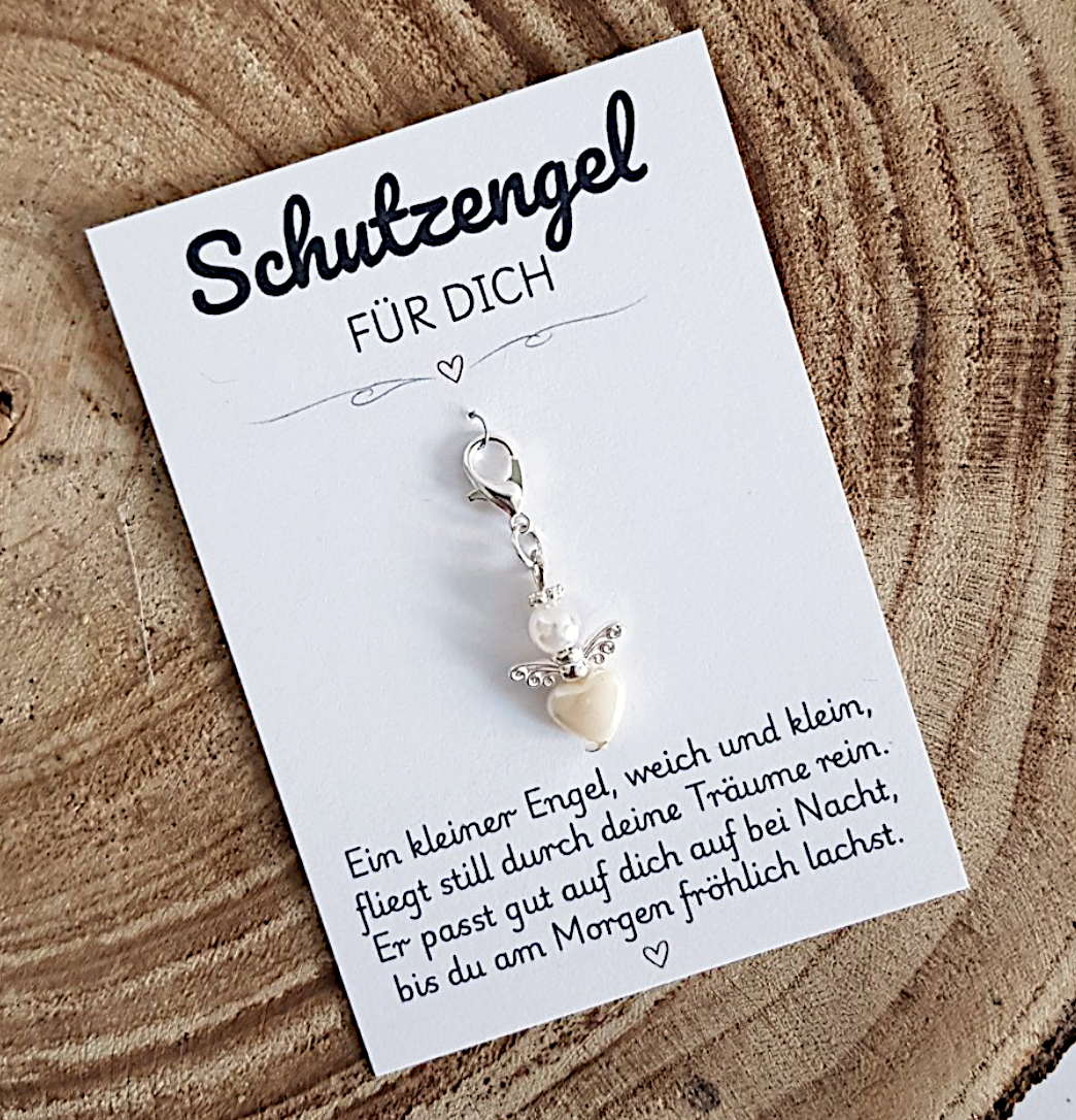 Schutzengel Anhänger mit Karte – kleiner Schlüsselanhänger Glücksbringer mit Gedicht – Bild 7