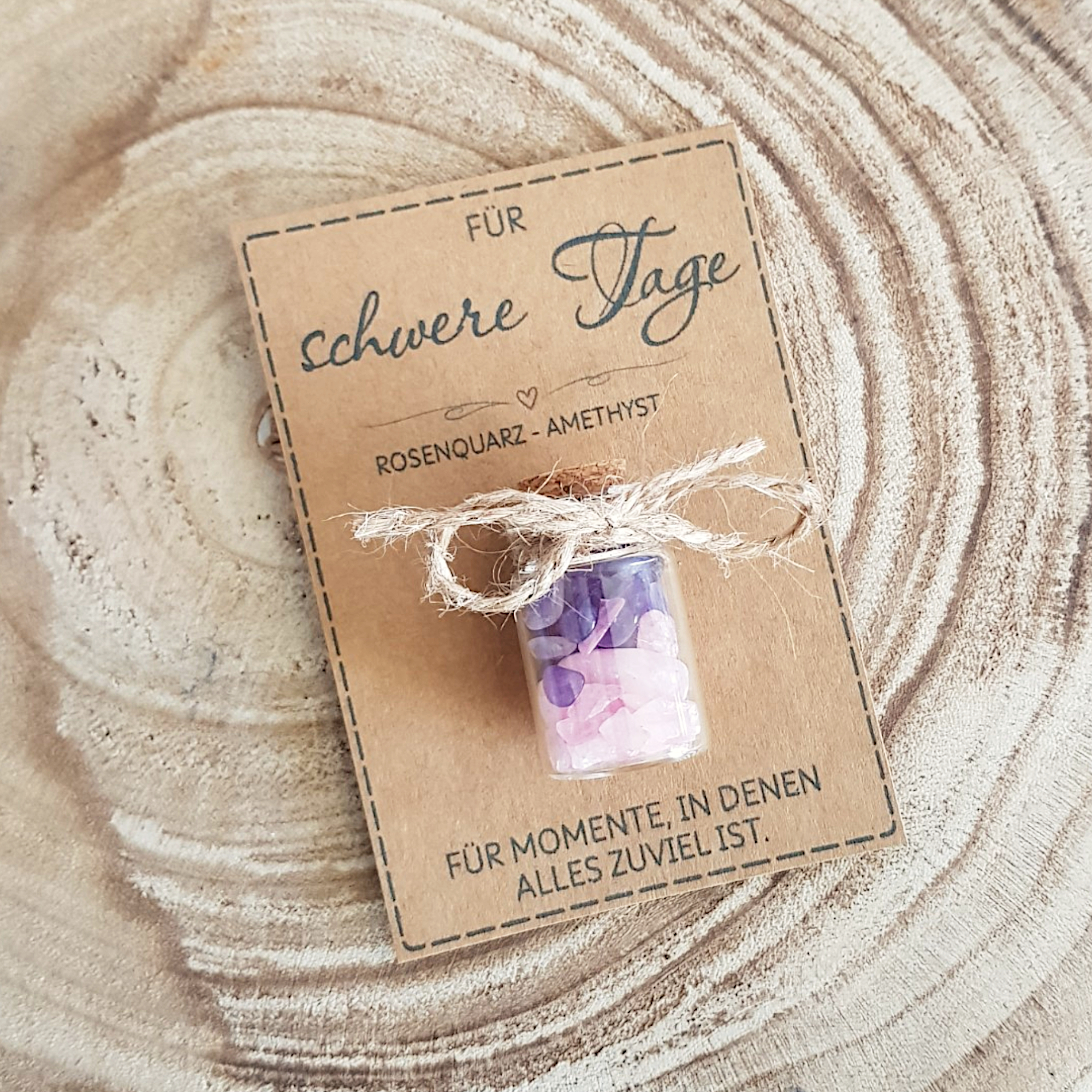 Geschenk für schwere Tage mit Rosenquarz & Amethyst | Kleine Aufmerksamkeit – Bild 4