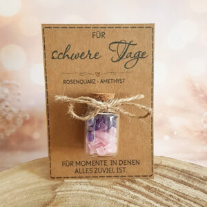 Geschenk für schwere Tage mit Rosenquarz und Amethyst