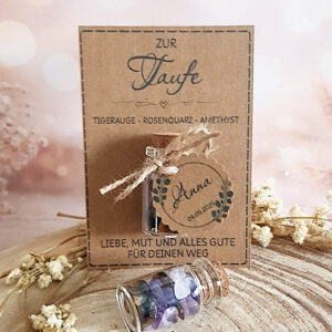 Taufe Geschenk mit Edelsteinen | Personalisiertes Taufgeschenk