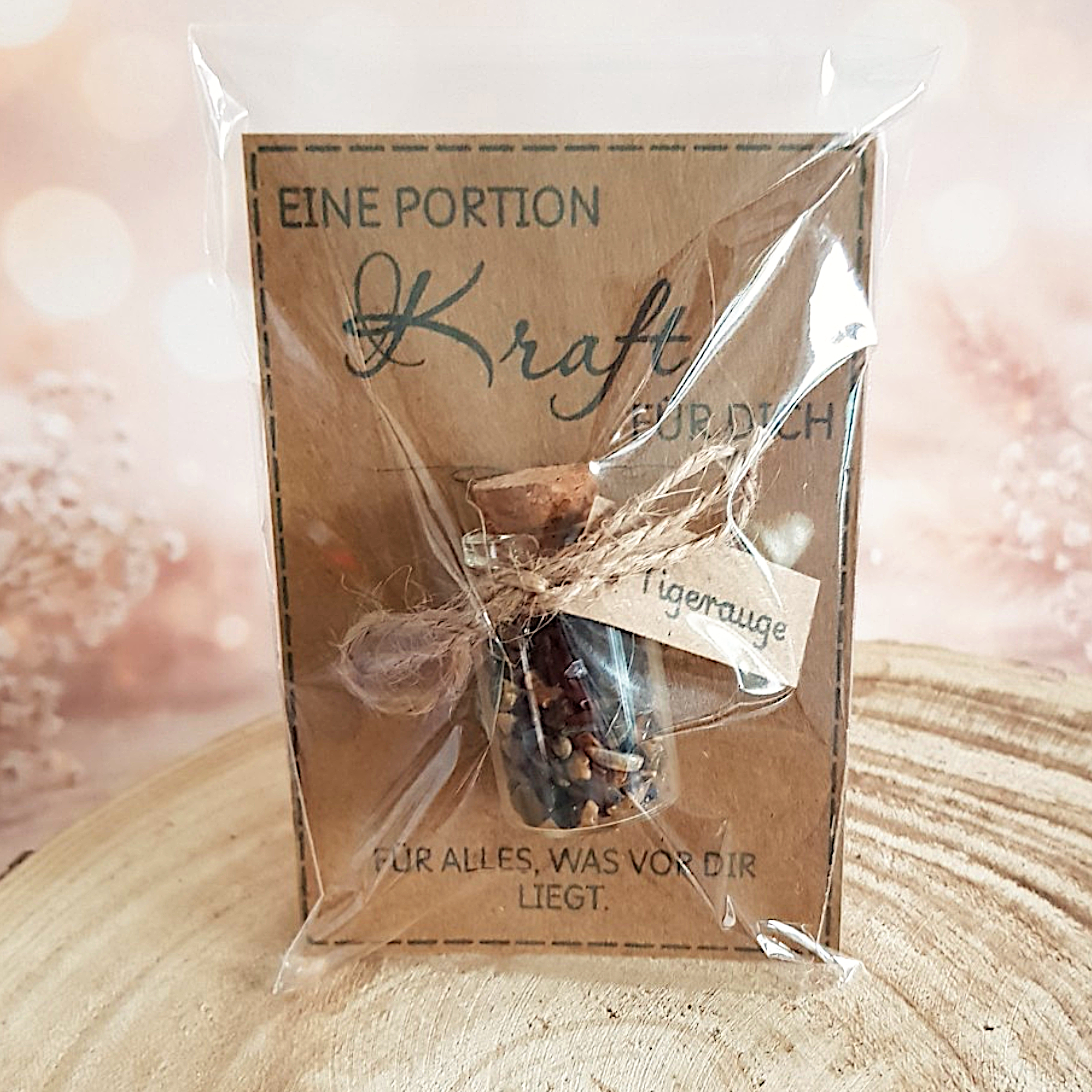 Eine Portion Kraft Geschenk mit Tigerauge | personalisierbarer Glücksbringer – Bild 5