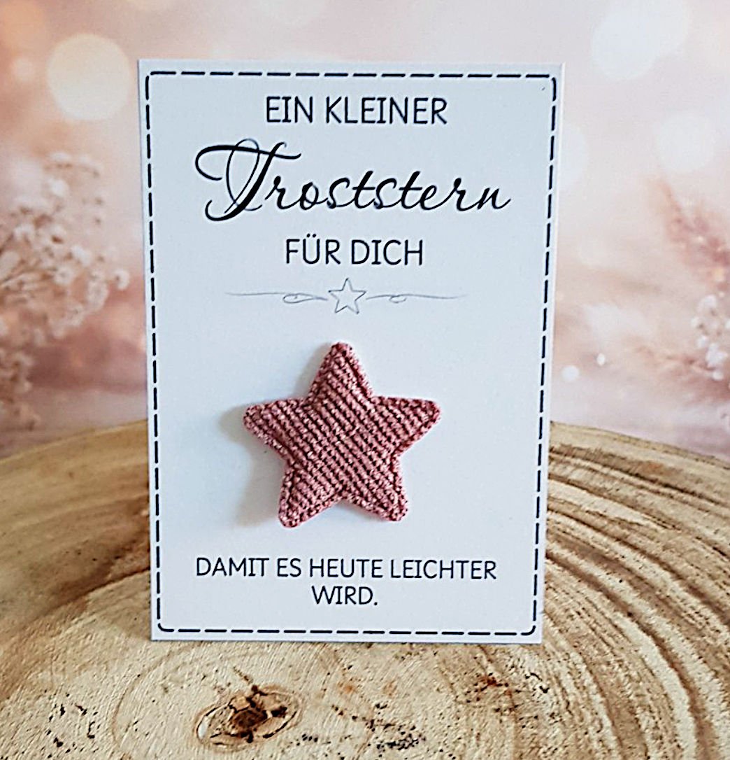 Troststern mit Karte – kleiner Stoffstern als liebevolle Aufmunterung – Bild 2