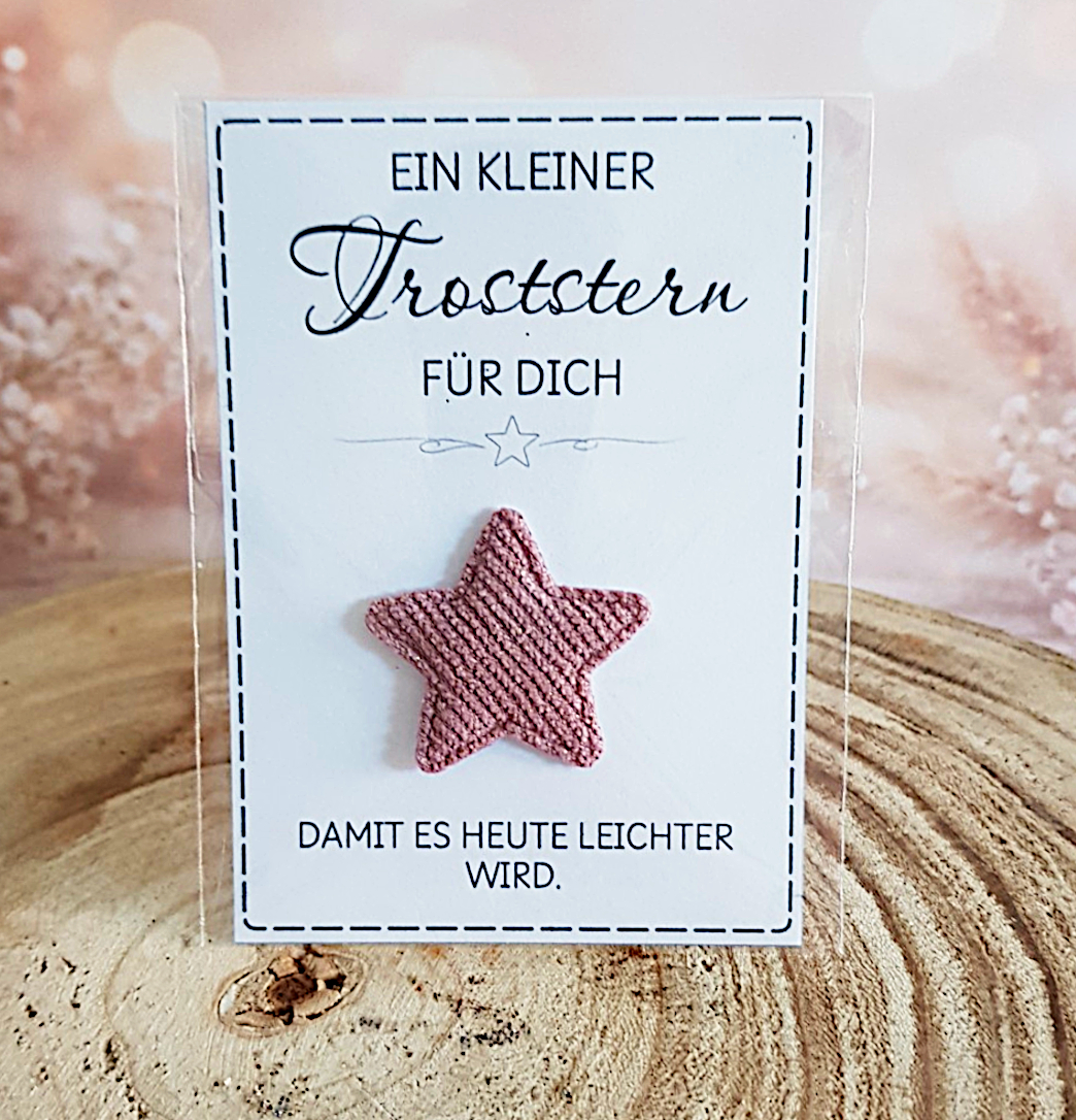 Troststern mit Karte – kleiner Stoffstern als liebevolle Aufmunterung – Bild 4