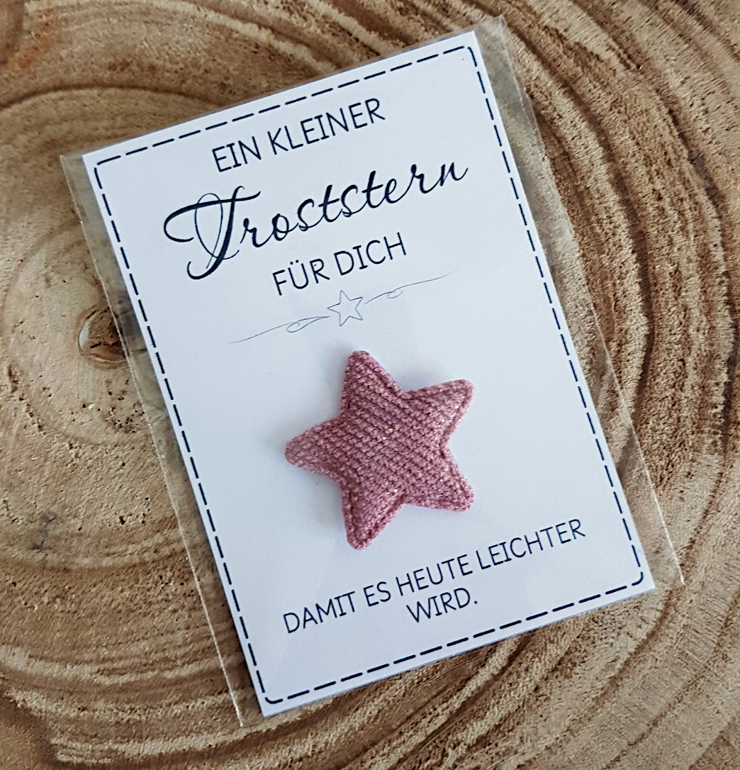 Troststern mit Karte – kleiner Stoffstern als liebevolle Aufmunterung – Bild 5