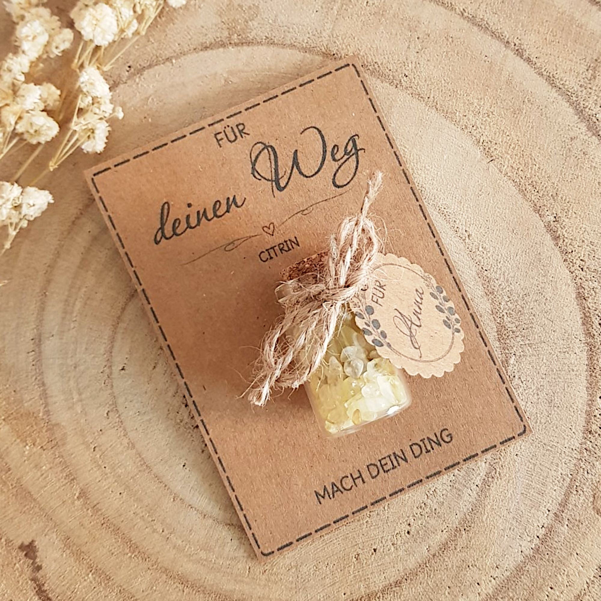 Für deinen Weg Geschenk | kleiner Glücksbringer mit Citrin für Mut & Motivation – Bild 5