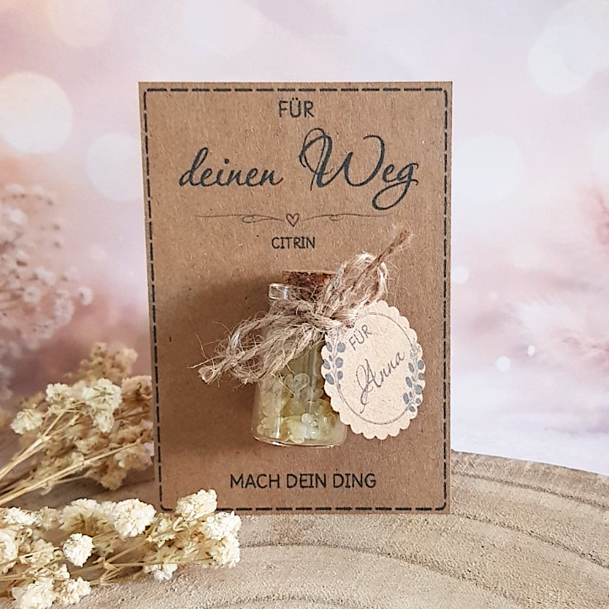 Für deinen Weg Geschenk | kleiner Glücksbringer mit Citrin für Mut & Motivation – Bild 4