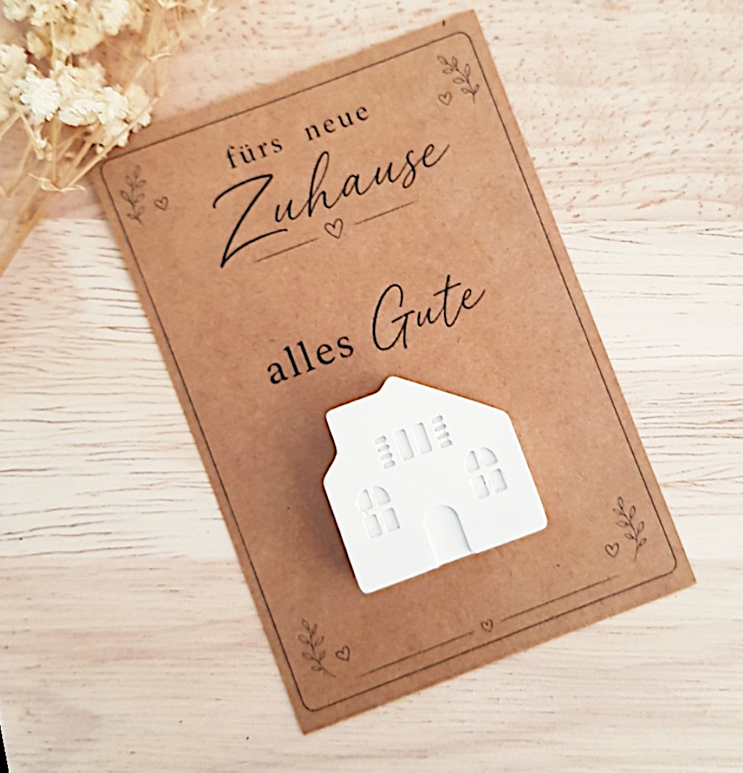 kleines Geschenk zum Einzug - Karte mit Haus – Bild 3