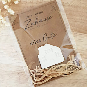 Geschenk zum Einzug, Karte mit Haus